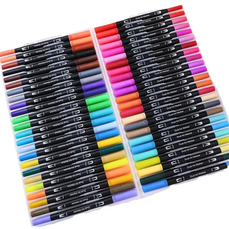 

12-168 цветов фетровый наконечник для рисования акварельные художественные маркеры двойная кисть Fineliner набор цветных ручек (12-168) для каллиграфической живописи