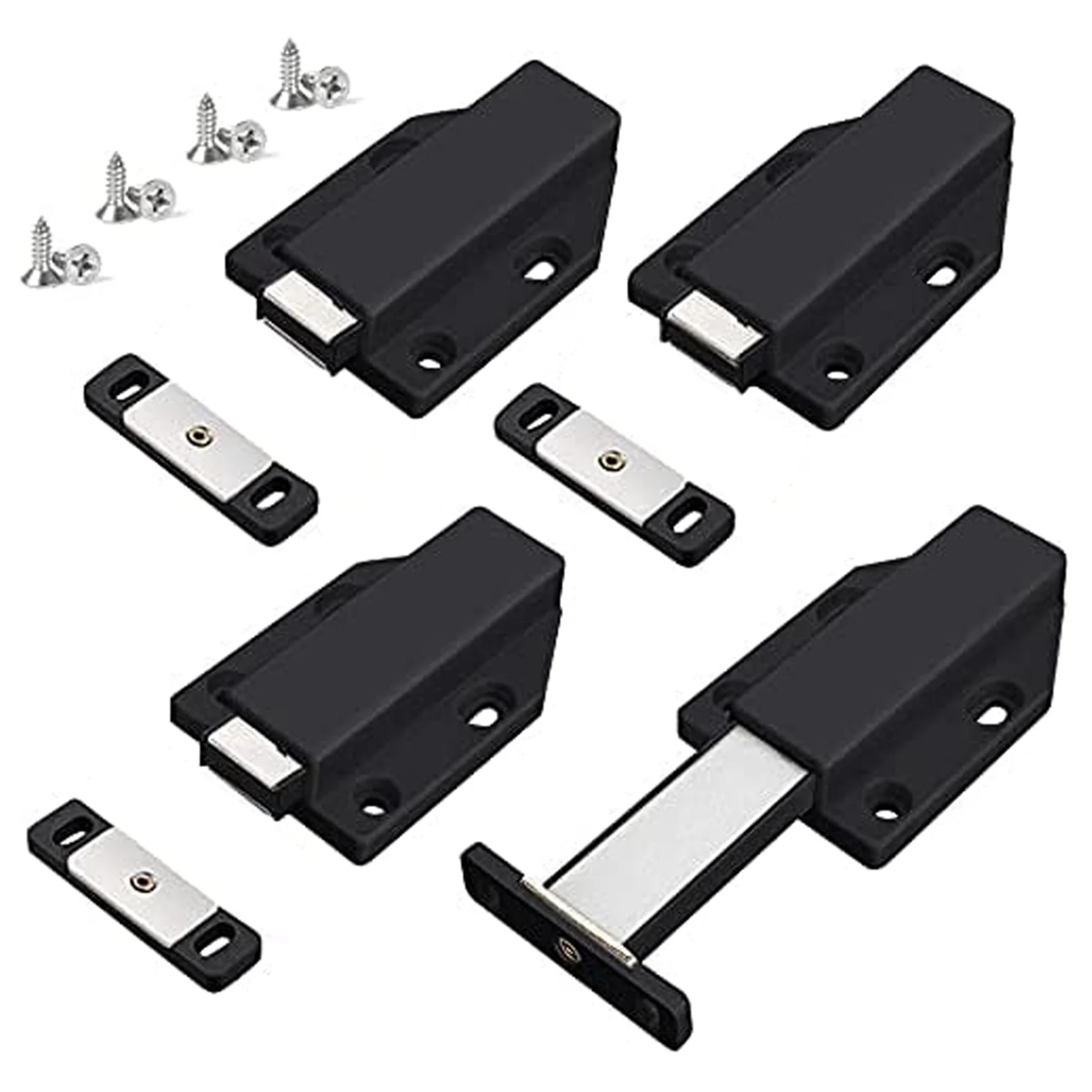 Push Latch Heavy Duty 16 Pack Push to Open Cabinet Hardware Magnetic Contact Latches for Large Door Push Black