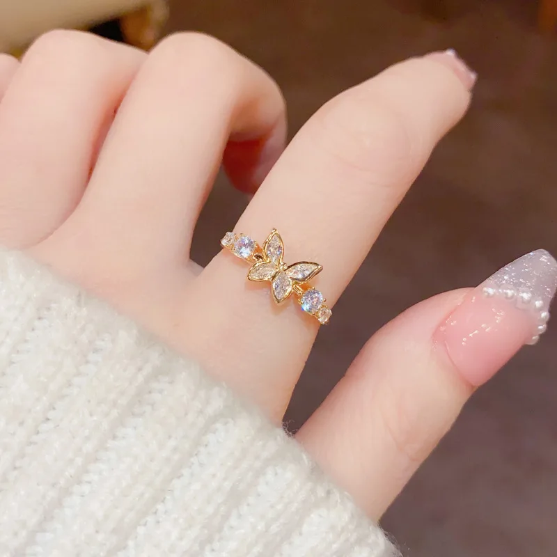 

Korean Sweet and Versatile Butterfly Ring Women Light Luxury Exquisite Banquet Gifts Jewelry