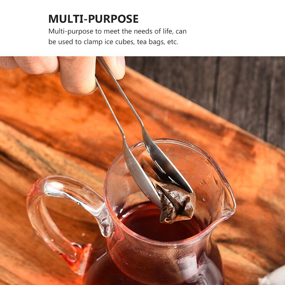 

2Pcs Tea Bag Clips Rust-Proof Stainless Steel Multipurpose Ice Cube Clamps Tea Bag Holders Kitchen Utensils Serving Tongs