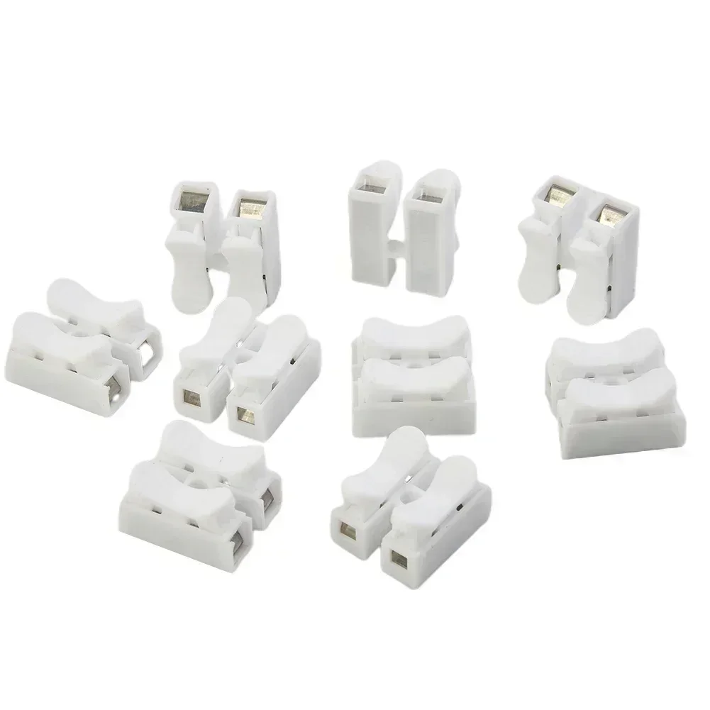 20pcs CH2 Spring Connectors White High Frequency  2 Pin Terminals DIN Interface Type 220V  1A For Flexible Wire 20-12