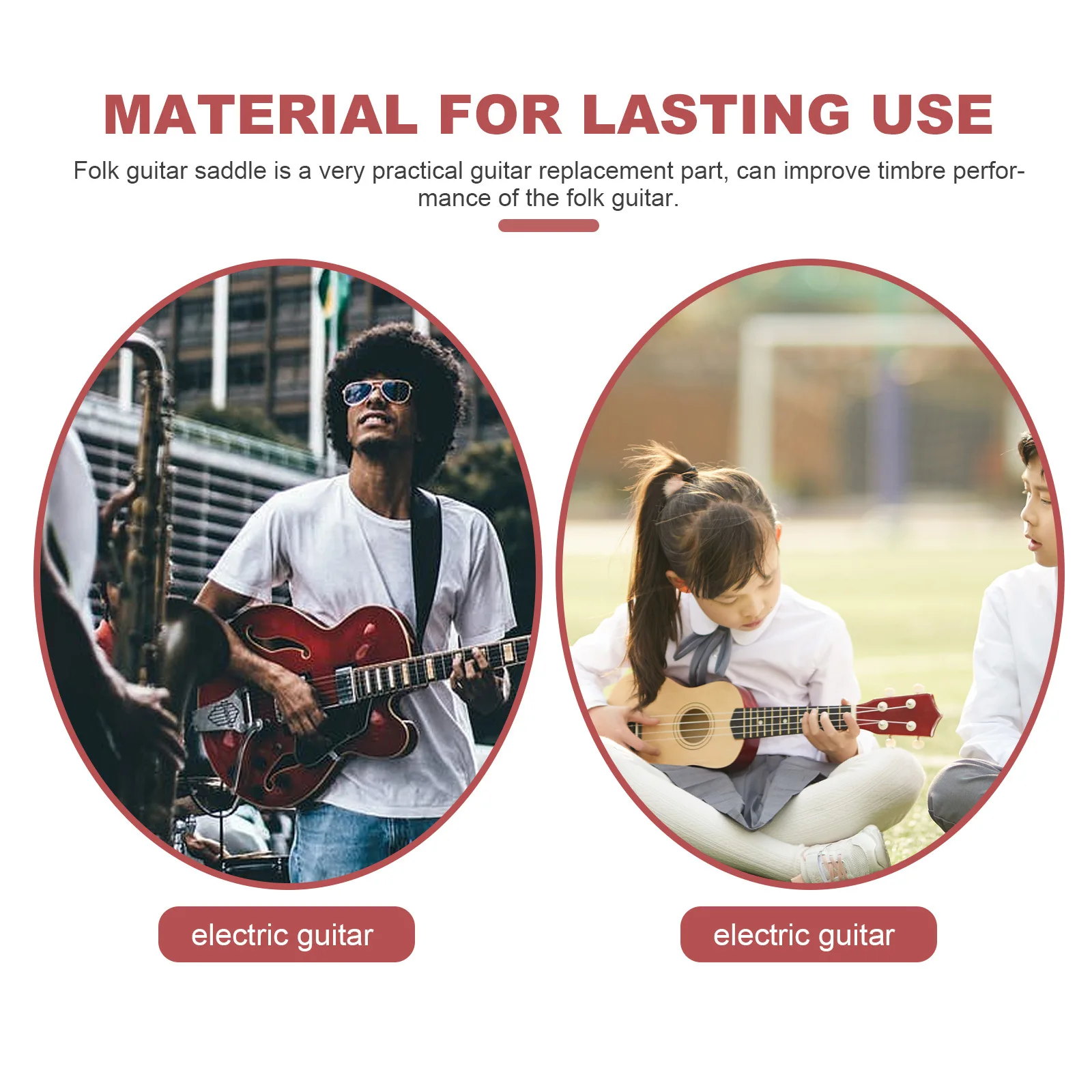 

4pcs Guitar Saddle For Folk Guitar Bridge Replacement Bone Material Improved Sound Performance Lightweight String Instrument