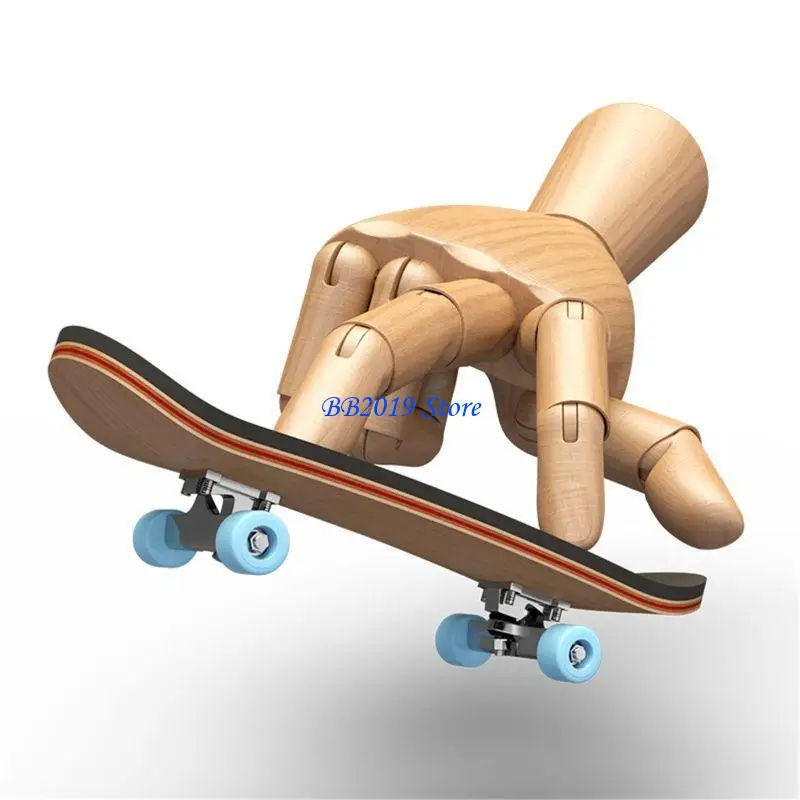 Q0KB Finger Skate Boarding Wooden Finger Skateboard Desk Toy for Child Mini Gadget Finger Ride Toy Adult Teens Party Favor