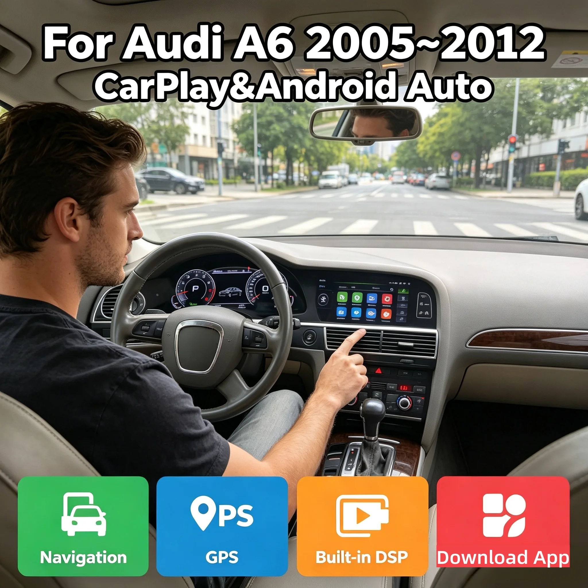 Car Dashboard LCD Digital Instrument Dual Screen Car Radio CarPlay For Audi A6 A6L C6 4F 2005-2012 Android Car Multimedia Player
