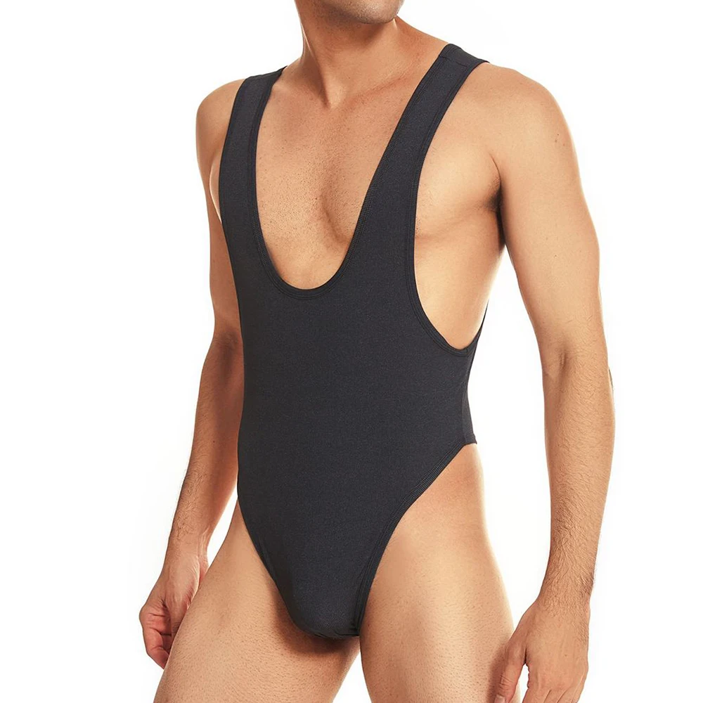 Sexy Men Undershirts Leotard Backless T-back Rompers Bikini Vest Breathable Jumpsuits Wrestling Singlet One-piece Underwear