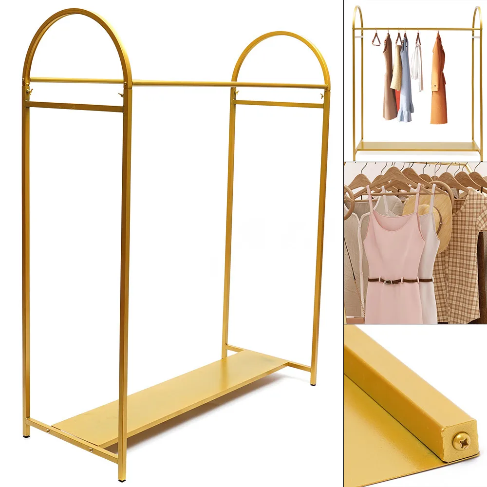 Corrosion-Resistant Freestanding Clothing Gold Garment Rack, Display Stand W/ Frame, Wedding Dress Display Rack