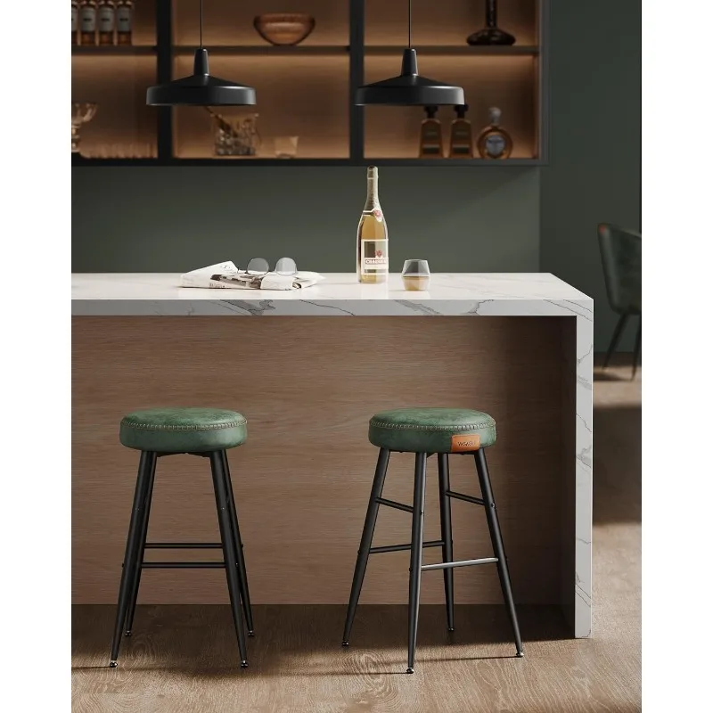 EKHO Collection - Bar Stools Set of 2, Bar Height Bar Stools, Kitchen Counter Stools, Mid-Century Modern Backless Counter