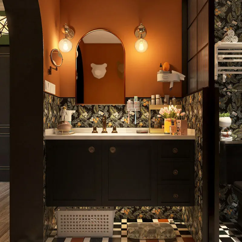 

Bathroom cabinet, oak face wash basin hanging cabinet, wash cabinet, bathroom solid wood bath cabinet combination