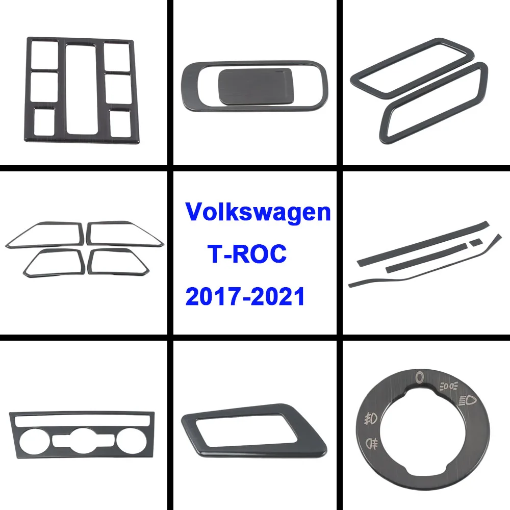 For Volkswagen VW T-ROC TROC 2017 2018-2021 Stainless Steel Car A Column Triangle Audio Speak Cover Storage Box Panel Frame Trim