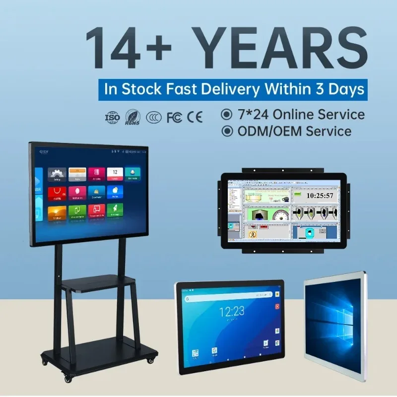 Multitouch  Capacitive All-in-one Touch Screen Panel Pc Touch Industrial Display with Vga Dvi