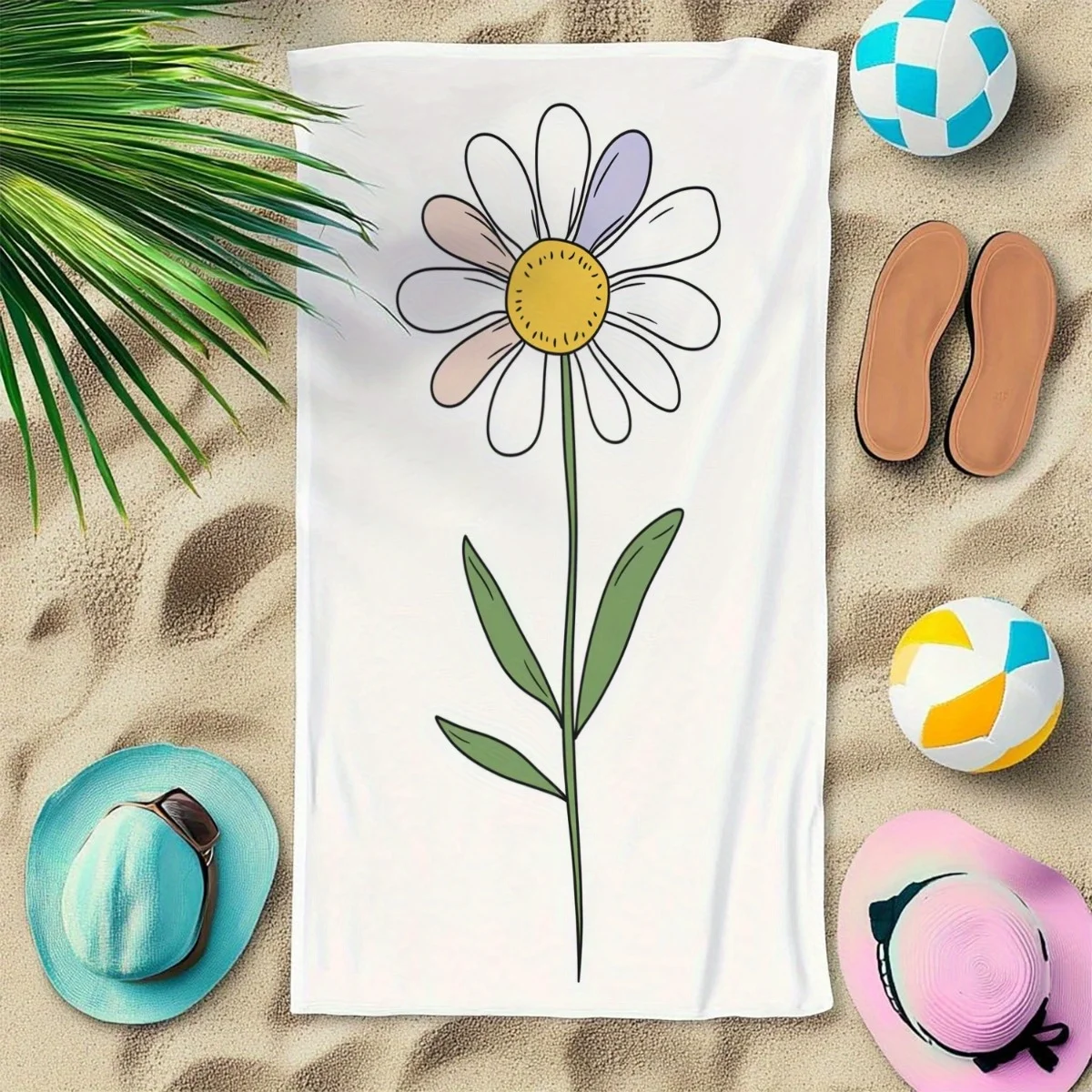 Single Stem Floral Beach Cover Calm Nature Theme Resort Decor Lightweight Summer Escape Must Have Item