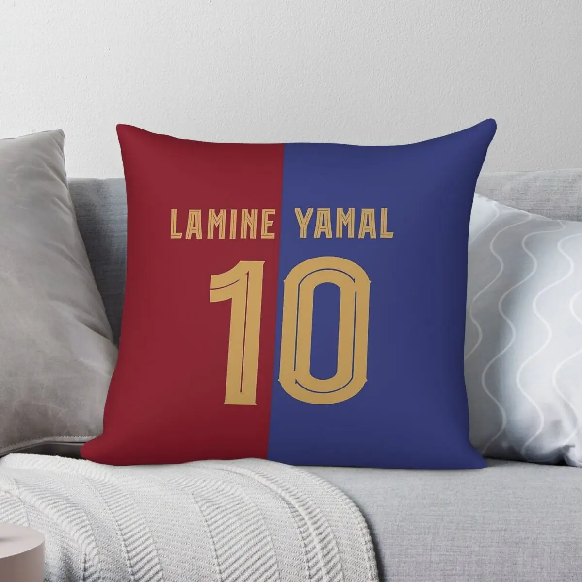 10 Lamine Yamal Square Pillowcase Polyester Linen Velvet Creative Zip Decorative Pillow Case Bed Cushion Cover 45x45