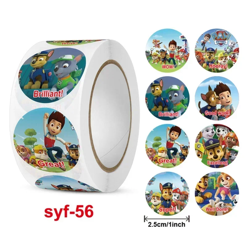 500PCS Paw Patrol Children\'s Cartoon Stickers Cute Kids Stationery Supplies School Teacher Supplies Reward Stickers Toys Gift