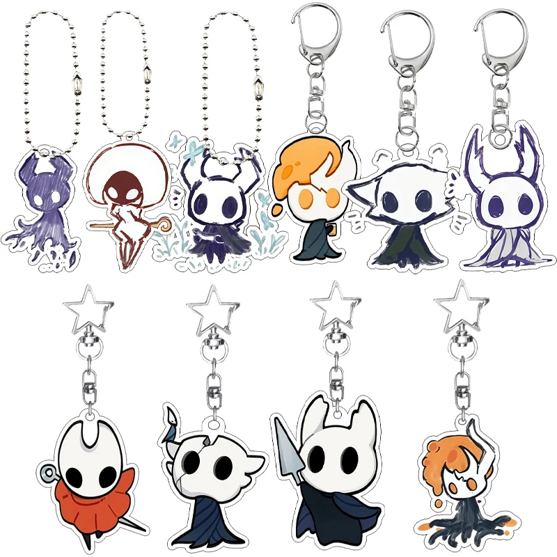 

Аниме-фигурка из игры Hollow Knight, мультяшный акриловый брелок для ключей, цепочка для ключей для женщин и мужчин, подвеска-украшение, ювелирное изделие
