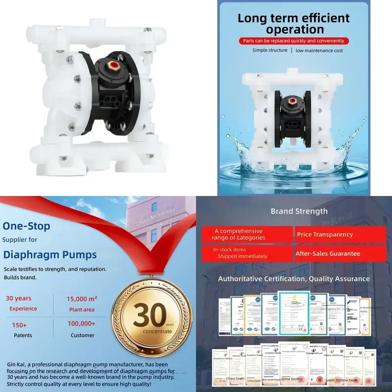 fo 1/2 inch pneumatic diaphragm pump with PTFE Santoprene diaphragm for chemical and sludge fluids in wastewater treatment