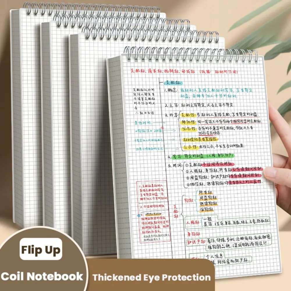 

Thickened A5/B5/A4 Coil Notebook Grids/Blank/Horizontal Line 80Sheets Notepad Flip Up Sketchbook Students Gift