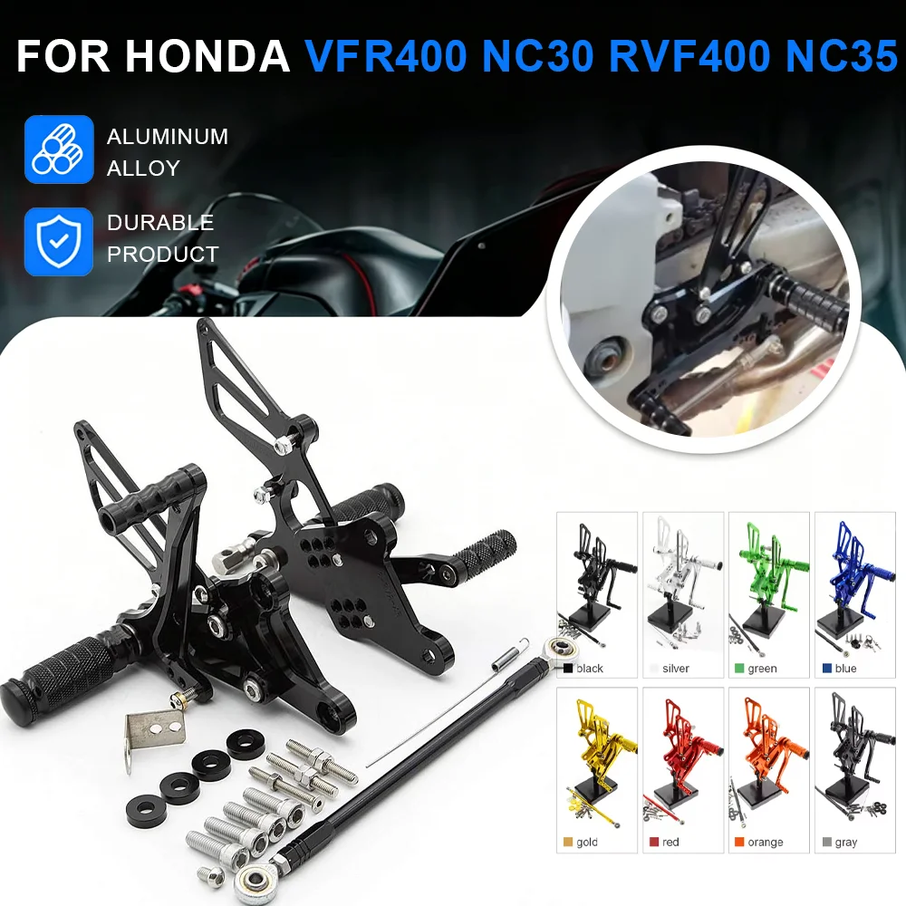 

For Honda VFR400 NC30 RVF400 NC35 VFR RVF 400 Quick Shifter Rearset CNC Adjustable Rear Set Foot Peg Pedal Footrest Rearsets