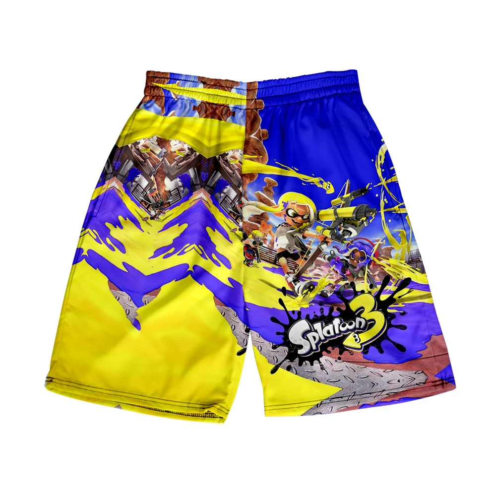 2026 Splatoon 3 Merch الصيف النساء/الرجال مرونة الخصر الشارع الشهير السراويل Kawaii شورتات للبحر لعبة جديدة Splatoon3 السراويل