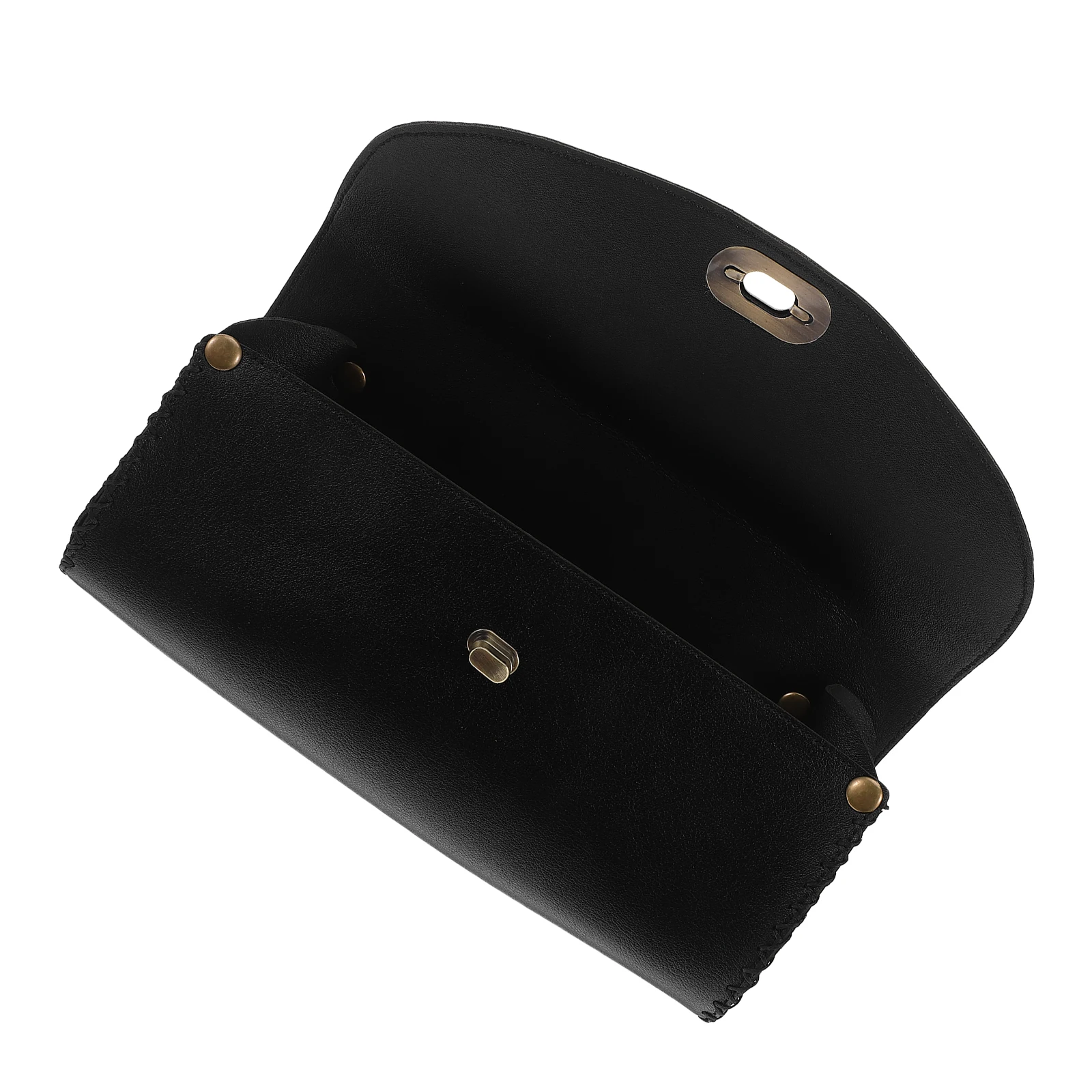 Vintage Bicycle Handlebar Bag PU Material Waterproof Front Frame Storage for Phone Map Large Compartments Black 21x11.5cm