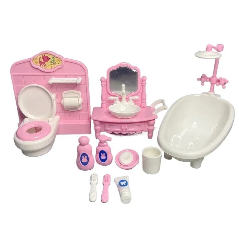 가구 미니어처 장면 역할 놀이 장난감 욕실 모델 욕조 샤워기 및 세면대 포함