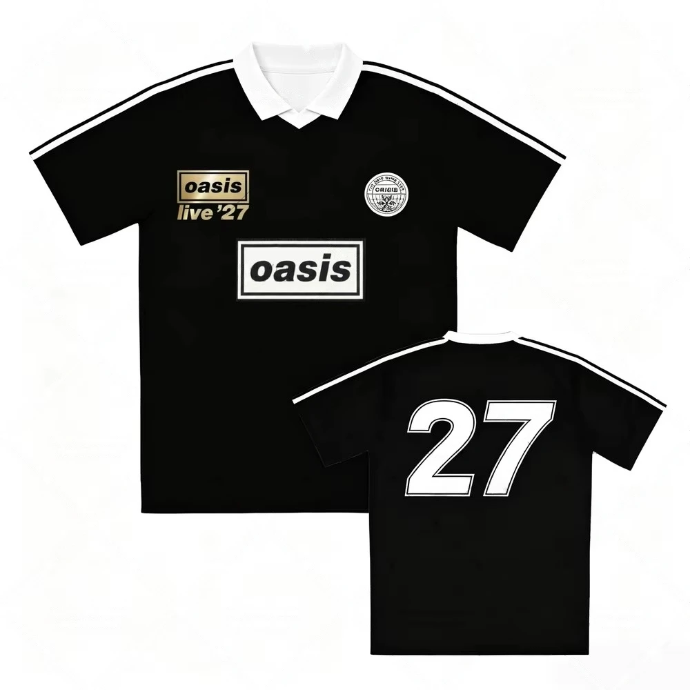 Oasis Live '27 World Tour Retro Polo Collar Football Jersey Tshirt, Essential for Fan Tour Shirt, Rock Band Fashion Streetwear