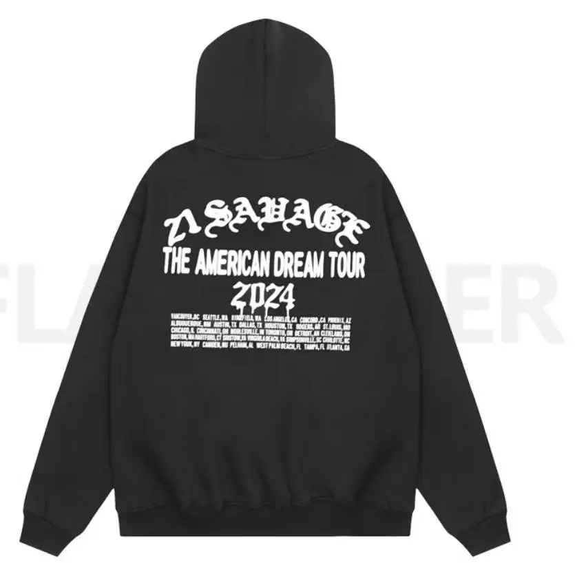 New Men SAVAGE Print American Dream Tour KEN CARSON Pullover Hoodies Hoody Hooded Sweatshirts velvet Cotton Thick Fleece US N164