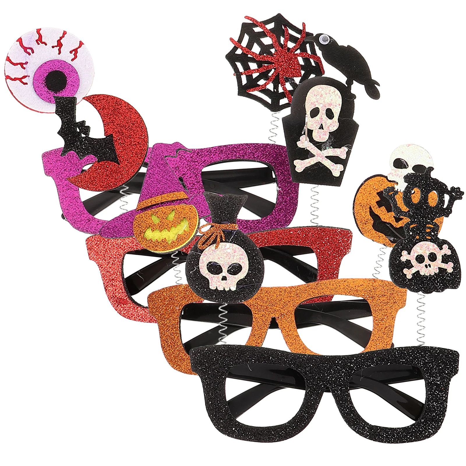 

4 Pcs Halloween Party Glasses Frames for Kids Punk Gothic Triangle Crown Mitten Bracelet Gold Cosplay Safe Lightweight Fits