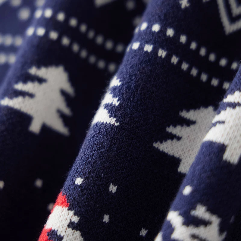 Suéteres navideños familiares a juego, jerseys de manga larga con cuello redondo y estampado de renos, Tops de punto para temporada navideña