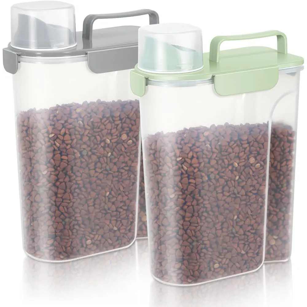 

5-7Lbs Dog Cat Food Storage Container with Upgraded Large Nozzle BPA-free, 4 Snap Seals Plastic Pet Food Storage Containers with