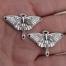 4Pcs 27*40mm Antique Silver Color Death Moth Charms Pendant Designer Charms Fit Jewelry Making DIY Jewelry Findings