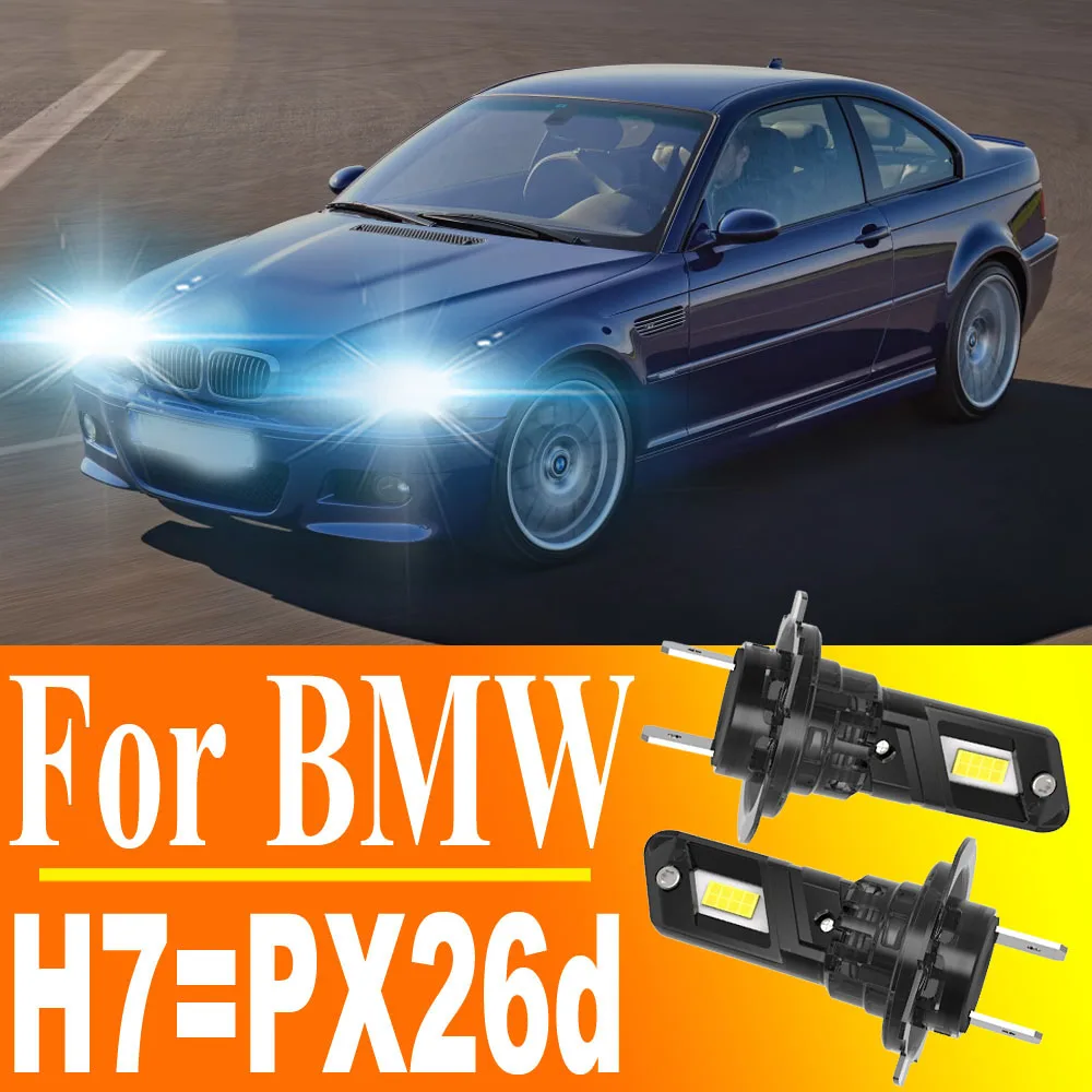 2 шт. светодиодные лампы H7 PX26d Canbus для фар BMW E46 E90 E87 E83 E70 F10 E84 E61, противотуманные фары, автомобильные турбо-диодные лампы 12V 55W