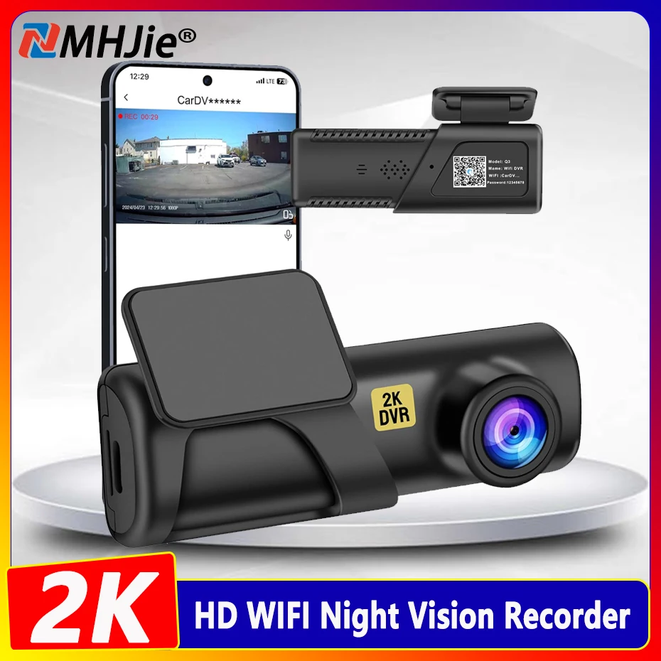 2K WiFi Dash Cam for Car DVR Camera HD 1080P Video Recorder Auto Night Vision WDR Voice Control Wireless 24 Hour Parking monitor