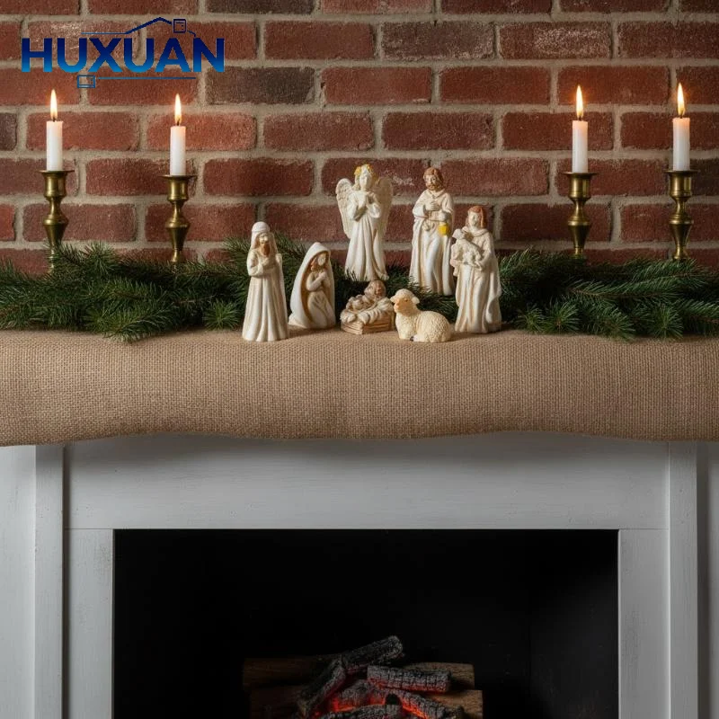 7Pcs/Set Nativity Scene Lamb Modeling Resin Figurines Tabletop Religious Decor For Home Holiday Ornaments