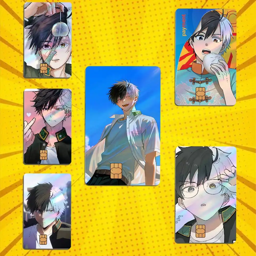 Haruka Sakura Black and white WIND BREAKER Laser-like texture Card Stickers Credit Visa Debit Bank Charge Card Bus Metro