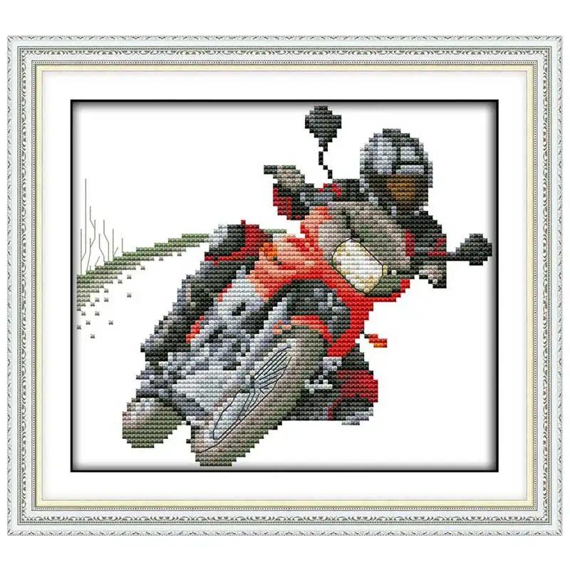 Competitive Motorcycle Counted DIY Wholesale 11CT 14CT Stamped DMC Cross Stitch Set Embroidery Kits Needlework Home Decor Gifts