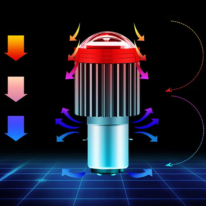 1Pcs LED Lights H4 H6 Moto Headlight Bulb Double Fisheye Convex Lens Hi Beam Low Beam Scooter Motorbike White Yellow Lamp