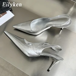 Eilyken New Sexy Soft Leather Women Pointed Toe Pumps Fashion Ladies Slingback Thin High Heel Sandal Spring Party Shoes