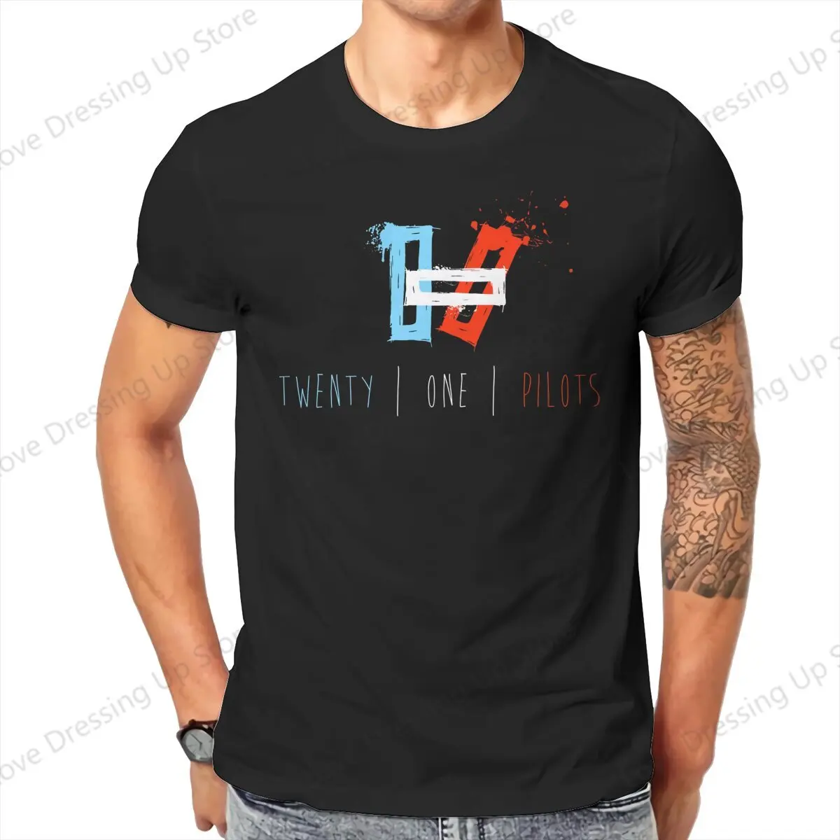 100% Cotton Casual Men T-Shirt Twenty One Pilots Cover Short sleeve Tshirts Street short sleeve Tee Funny Tops