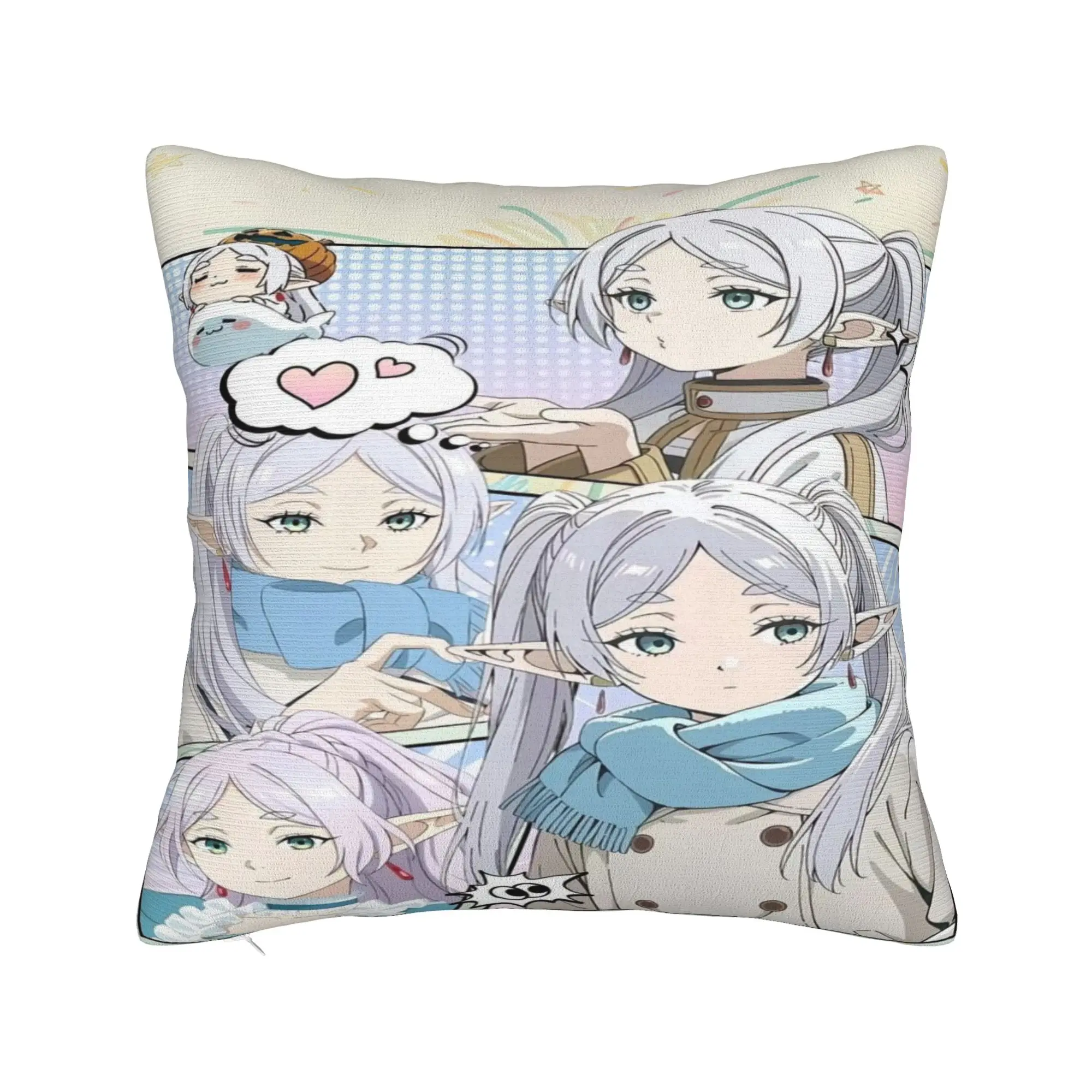 Frieren Beyond Journeys Pillow Cover  Cute Funny Pillow Case For Living Room Bed Chair Graphic Pillowcases Gift