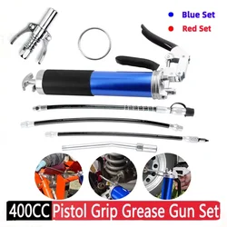 Pistol Grip Grease Gun Set Aluminum Alloy Mini Grease Gun 400CC Handheld Grease Filling 6000-7000PSI with Flexible Hose