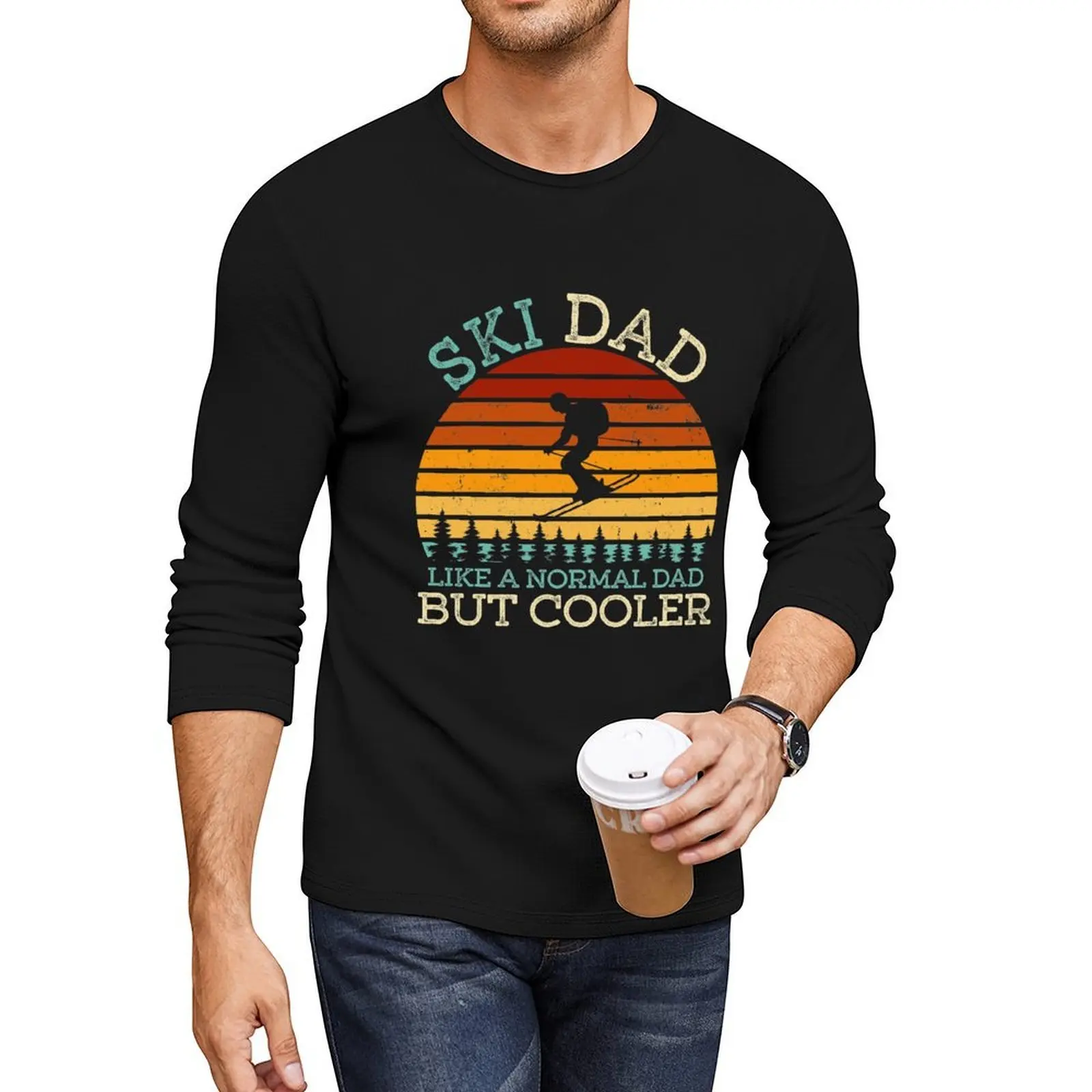 Ski Dad Retro Vintage Long T-Shirt Blouse black t shirt funny t shirts boys t shirts men shirts