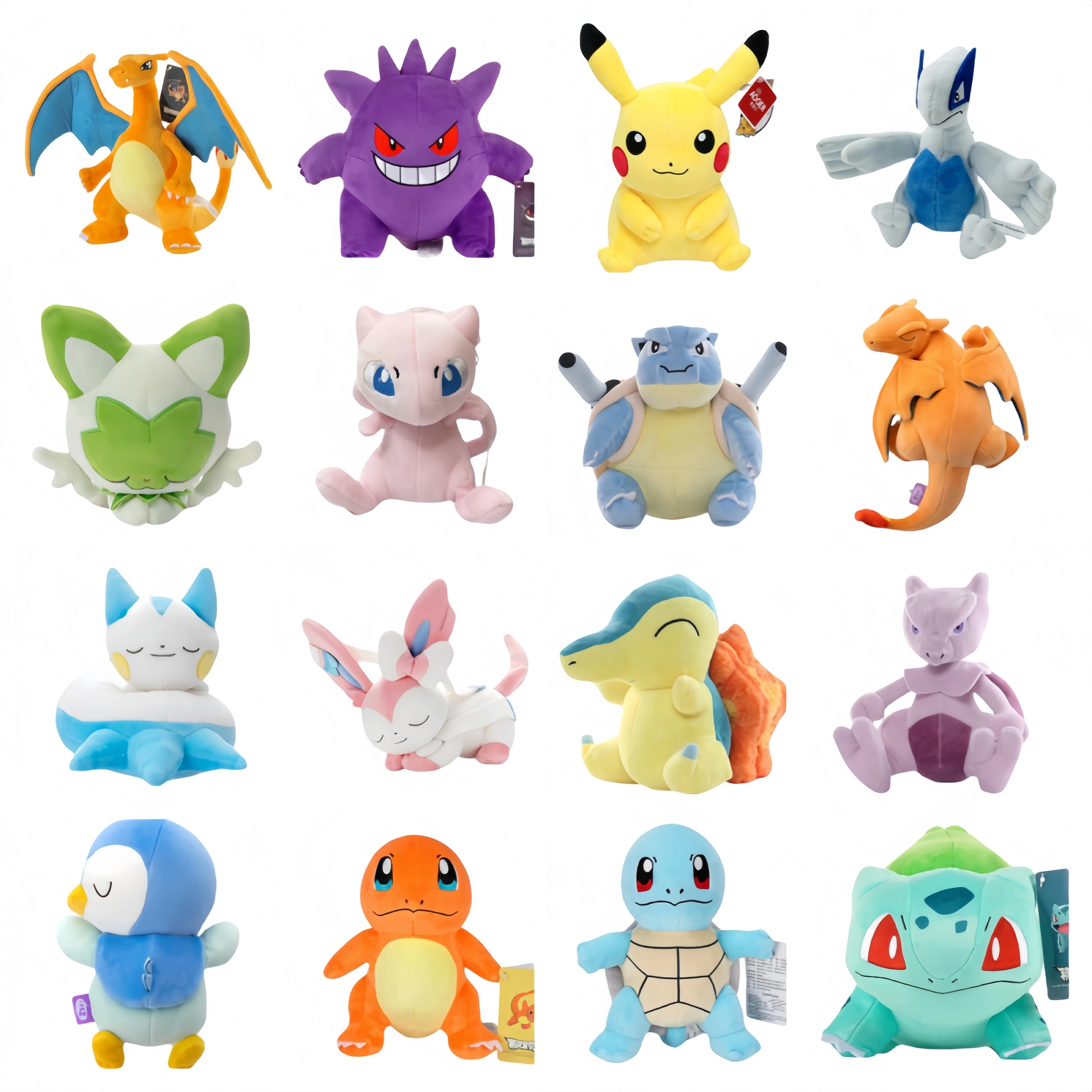 

Pokemon Gengar Pikachu Charizard Charmander Plush Toy Lugia Squirtle Mew Sylveon Mewtwo Blastoise Stuffed Dolls Gifts for Kids