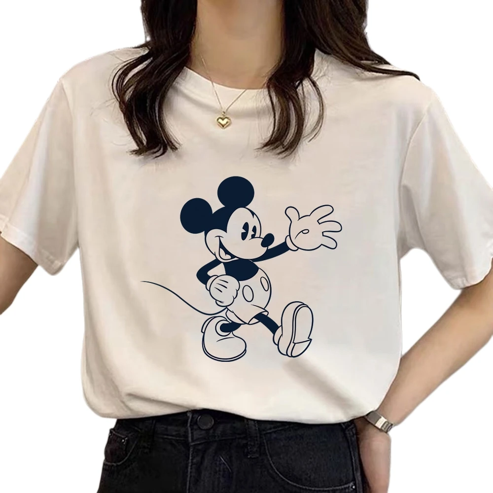 Vintage Disney Cartoon Ladies Tees Mickey Mouse Harajuku t-shirts Fashion Woman Blouses Summer Men Tops Short Sleeve Kids Shirt image 2
