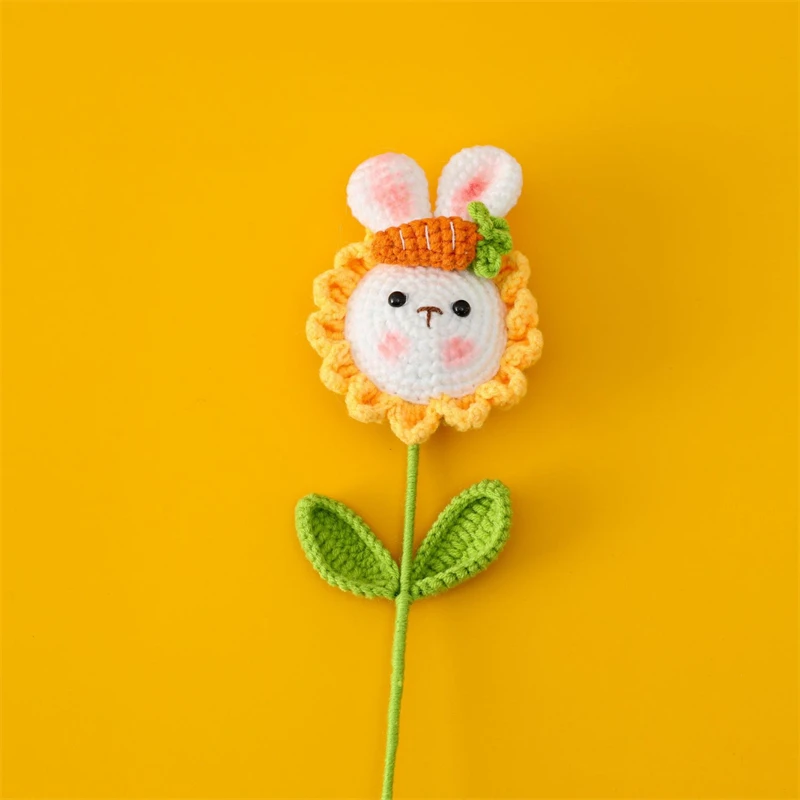 Creative Weaving Carrot Rabbit Sunflower Flower Branches Finished Creative Bouquet Cute Wind Simulation Flower Quantity 10