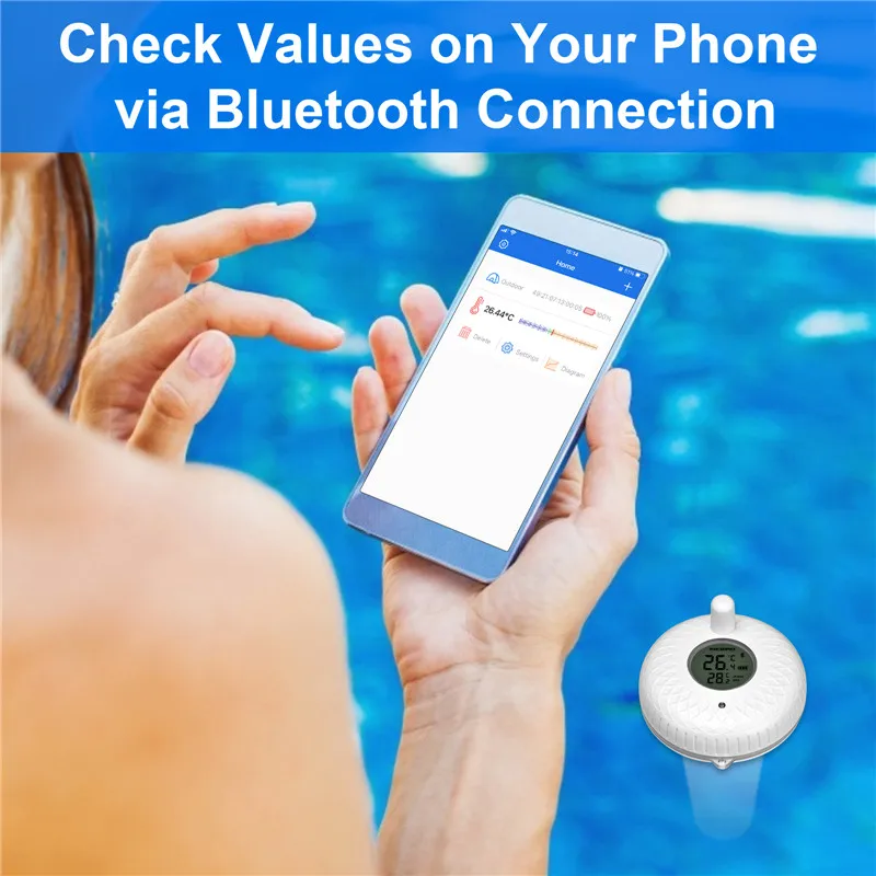 INKBIRD sensore di temperatura per piscina con termometro galleggiante impermeabile compatibile Bluetooth per vasca, spa, acquario, stagni per pesci