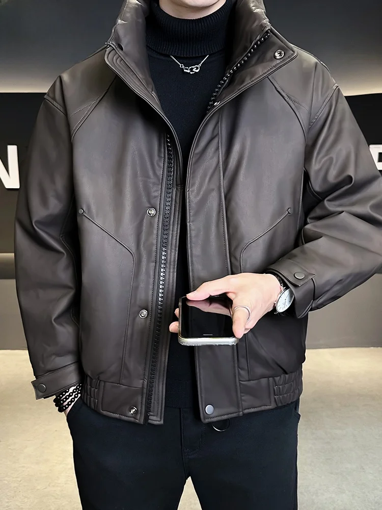 

Мужская кожаная куртка TUCANO из овчины премиум-класса, утепленная, с воротником-стойкой, длинными рукавами, на молнии, цветная