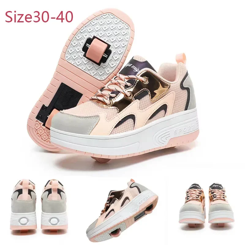 

2-wheel Roller Skates Trendy Boys' Retractable Skates Children's Dual-purpose Skating Wheels Sneakers Casual Shoes