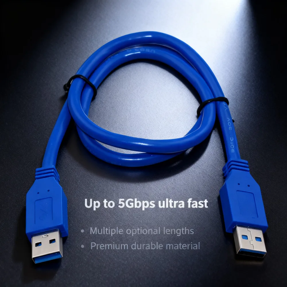 Кабель USB 3,0, штекер-штекер, 0,6 м/2 фута, 1,5 м/5 футов, для передачи данных, жестких дисков, ноутбуков, ПК