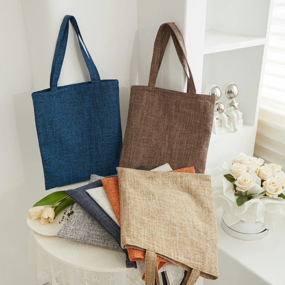 حقيبة سفر للتنقل، حقيبة كتف مطرزة مخصصة ذات سعة كبيرة، حقيبة قماش متعددة الاستخدامات أدبية وفنية بلون نقي