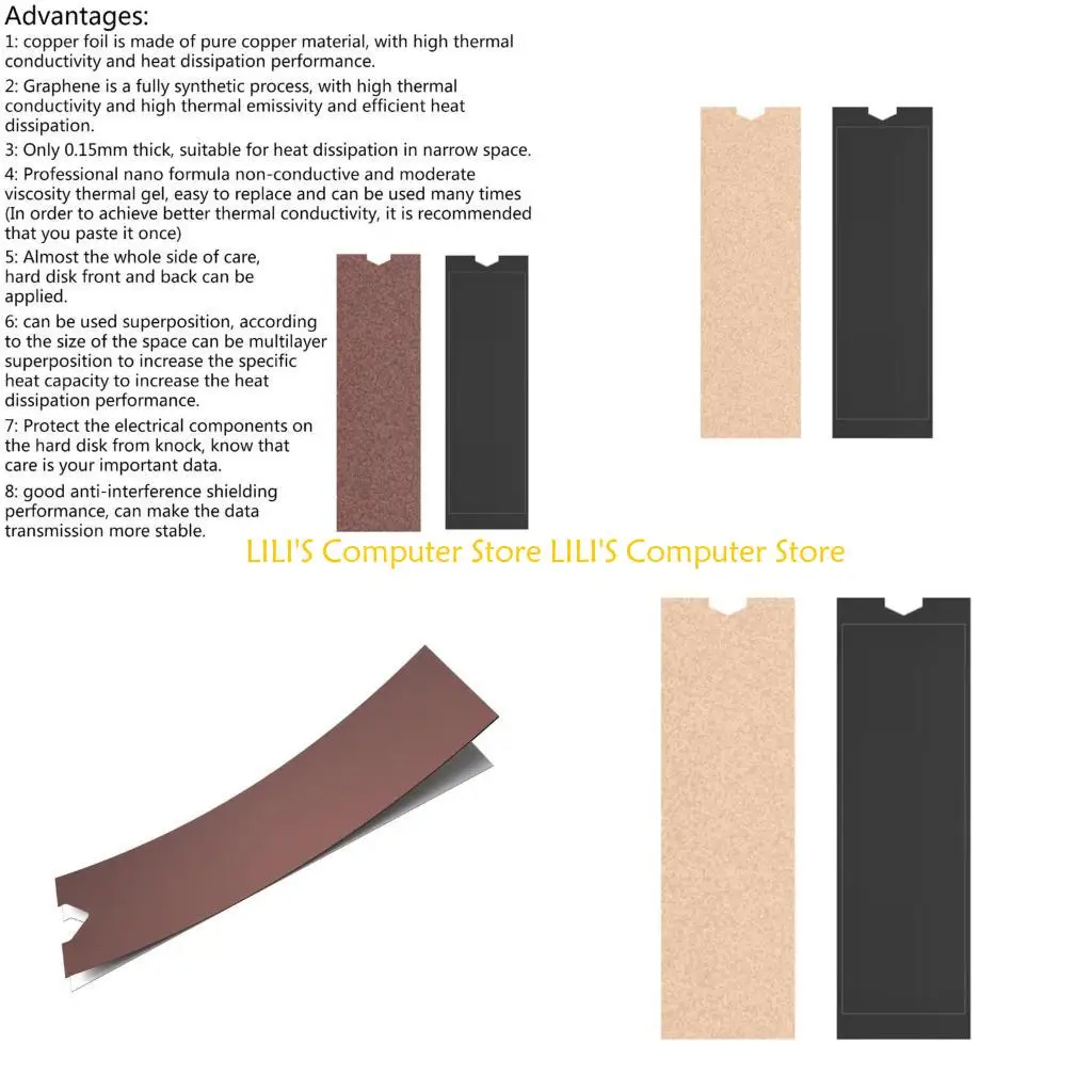 

A52B for M.2 2280 SSD Cooler Radiator Copper Heatsink M.2 NVME High Thermal Conductivity Cooler Pad 1PC
